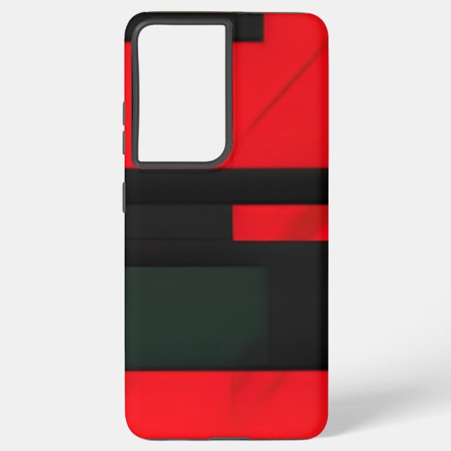 Coque Samsung Galaxy Abstrait géométrique rouge et noir (Verso)