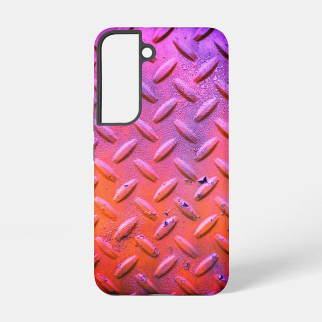Coque Samsung Galaxy Acier en tôle de diamant violet et orange (Verso)