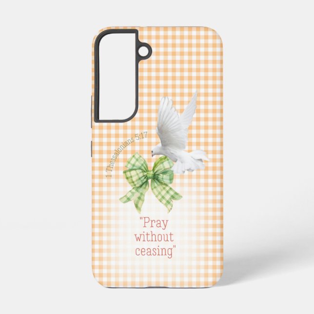 Coque Samsung Galaxy Adorable Orange Check Green Bow Dove Christian (Verso)