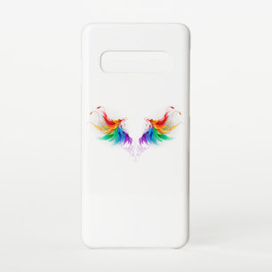 Coque Samsung Galaxy S10 Ailes fluffy arc-en-ciel