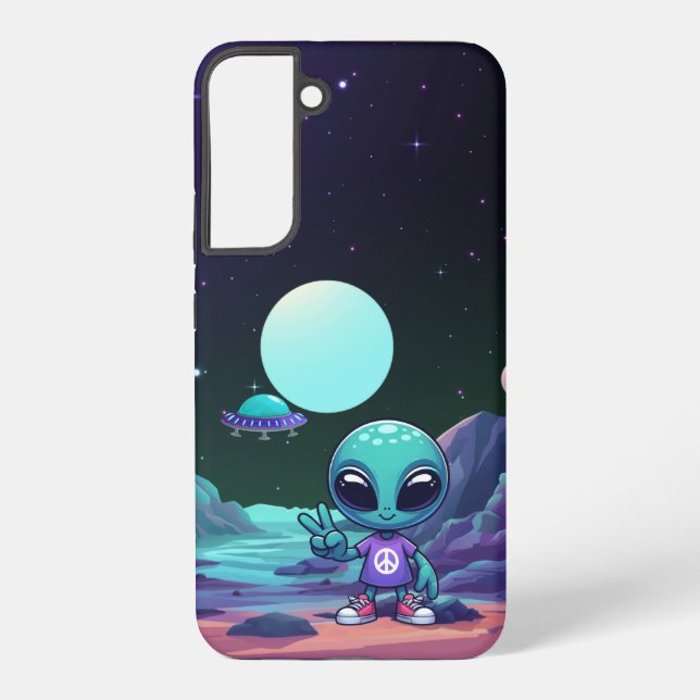 Coque Samsung Galaxy Alien de paix mignon et vaisseau spatial (Verso)
