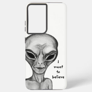 Coque Samsung Galaxy Alien gris, je veux croire