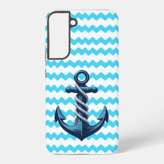 Coque Samsung Galaxy Ancre bleue avec des vagues bleues