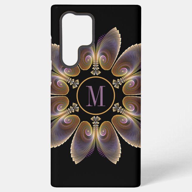Coque Samsung Galaxy Ange Abstraite ailes Mandala Monogramme fractal (Verso)