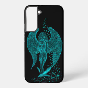 Coque Samsung Galaxy Ange perdu dans l'amour, design noir et vert