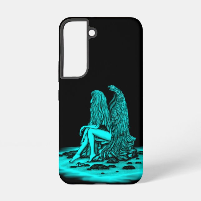 Coque Samsung Galaxy Angel, perdu dans la pensée, noir et vert Design (Verso)