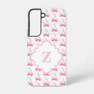 Coque Samsung Galaxy Aquarelle Cherry mignonne rose En vichy Motif