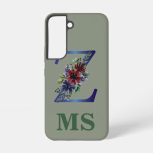 Coque Samsung Galaxy aquarelle élégante d'un bouquet floral rouge et bl