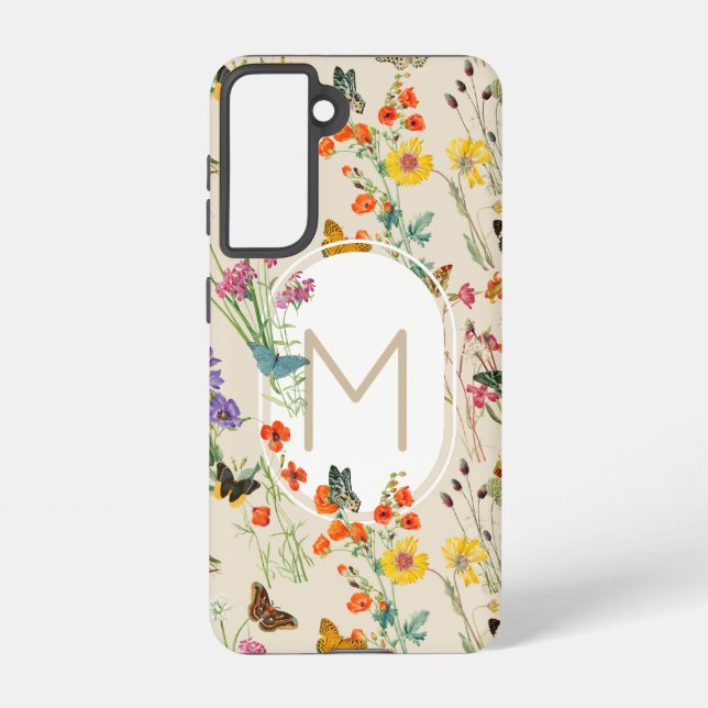 Coque Samsung Galaxy Aquarelle Fleurs sauvages & papillons Jardin Flora (Verso)
