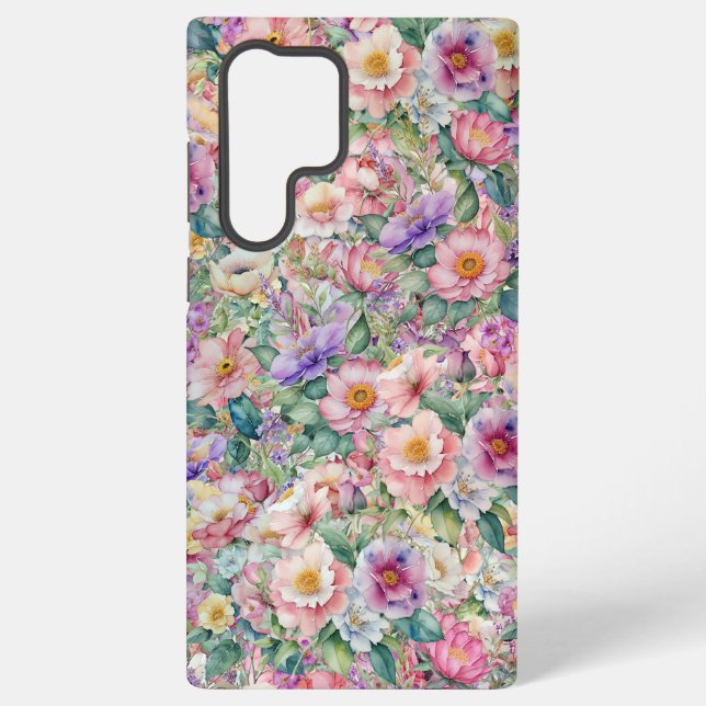 Coque Samsung Galaxy Aquarelle motif floral, Arrière - plan floral (Verso)