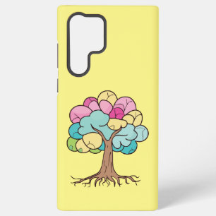 Coque Samsung Galaxy arbre Abstrait aux racines et feuilles colorés.