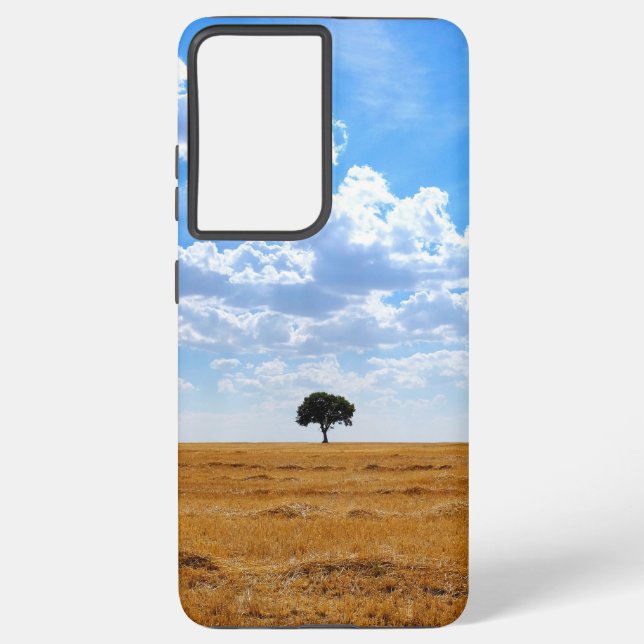 Coque Samsung Galaxy Arbre dans un champ de blé récolté (Verso)