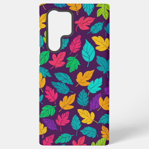 Coque Samsung Galaxy Arrière - plan foncé du Motif de feuille multicolo