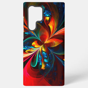 Coque Samsung Galaxy Art abstrait floral moderne motif orange bleu #14