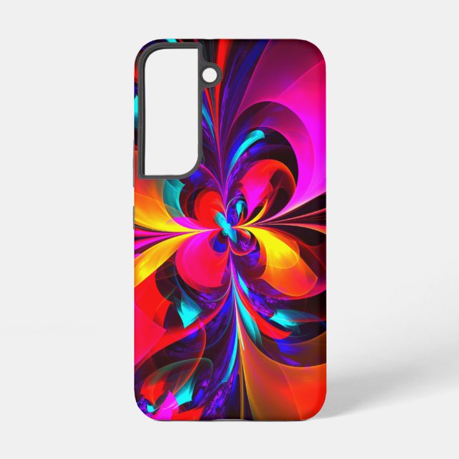 Coque Samsung Galaxy Art abstrait floral moderne motif rouge bleu #07 (Verso)