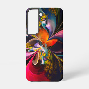 Coque Samsung Galaxy Art abstrait floral moderne motif rouge bleu #13