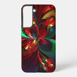Coque Samsung Galaxy Art abstrait floral moderne motif rouge vert #11