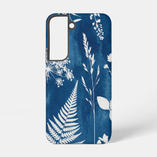 Coque Samsung Galaxy Art botanique de fougère au cyanotype bleu indigo 