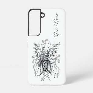 Coque Samsung Galaxy Art du tangle floral, dessiné -