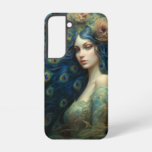 Coque Samsung Galaxy Art moderne avec femme et plumes de paon