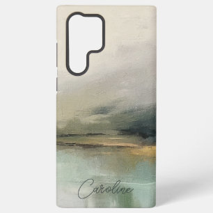 Coque Samsung Galaxy Art Paysage Abstrait moderne Nom personnaliséTeal