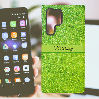 Coque Samsung Galaxy Arts abstrait pailleté vert Ajouter un nom