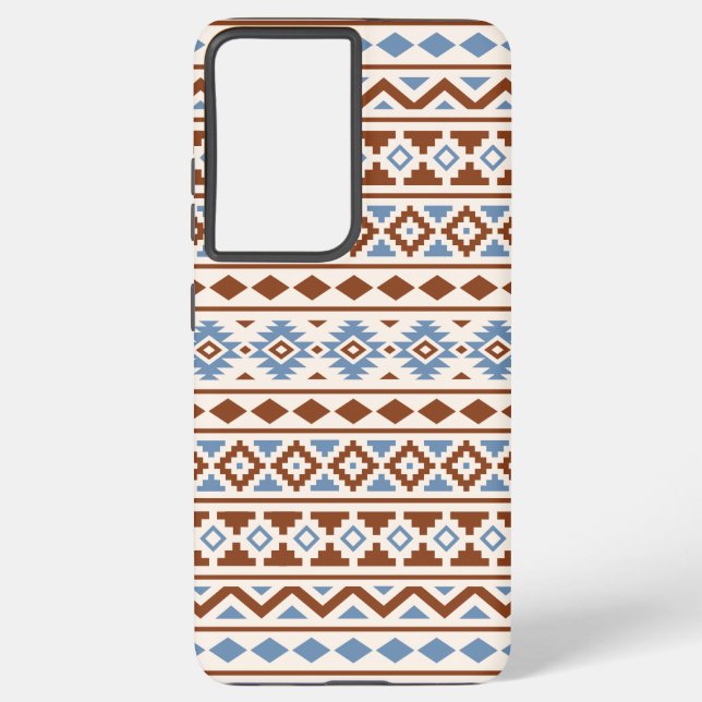 Coque Samsung Galaxy Aztec Essence Motif II Crème bleu rouille (Verso)