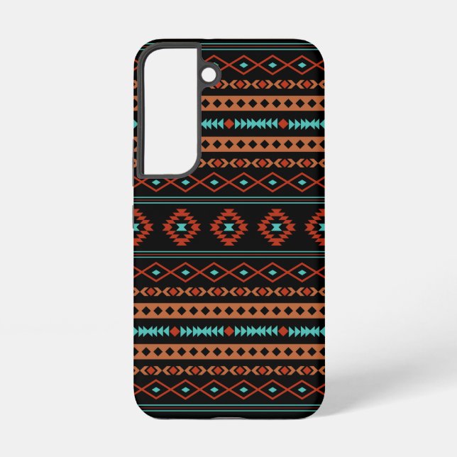 Coque Samsung Galaxy Aztec Rusts Turquoise Noir Motifs mélangés Motif (Verso)