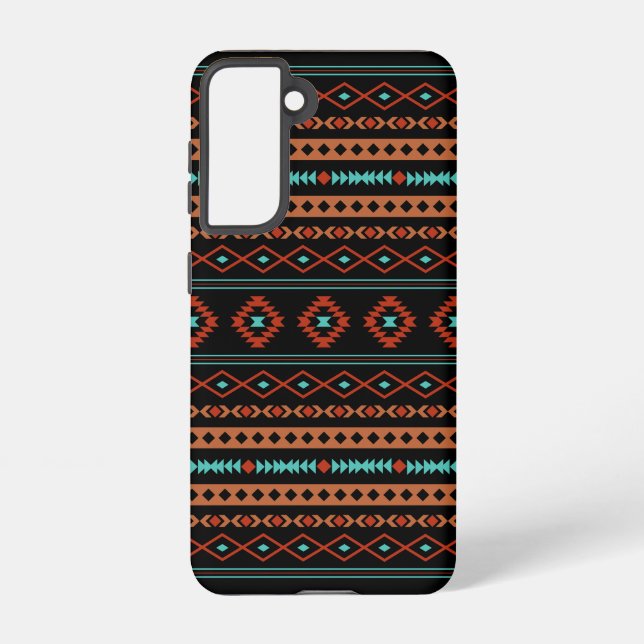 Coque Samsung Galaxy Aztec Rusts Turquoise Noir Motifs mélangés Motif (Verso)