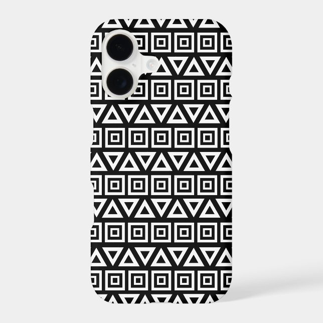 Coque Samsung Galaxy Aztec Triangles+Motif Carré blanc sur noir (Verso)