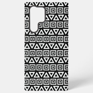Coque Samsung Galaxy Aztec Triangles+Motif Carré blanc sur noir
