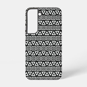 Coque Samsung Galaxy Aztec Triangles+Motif Carré blanc sur noir