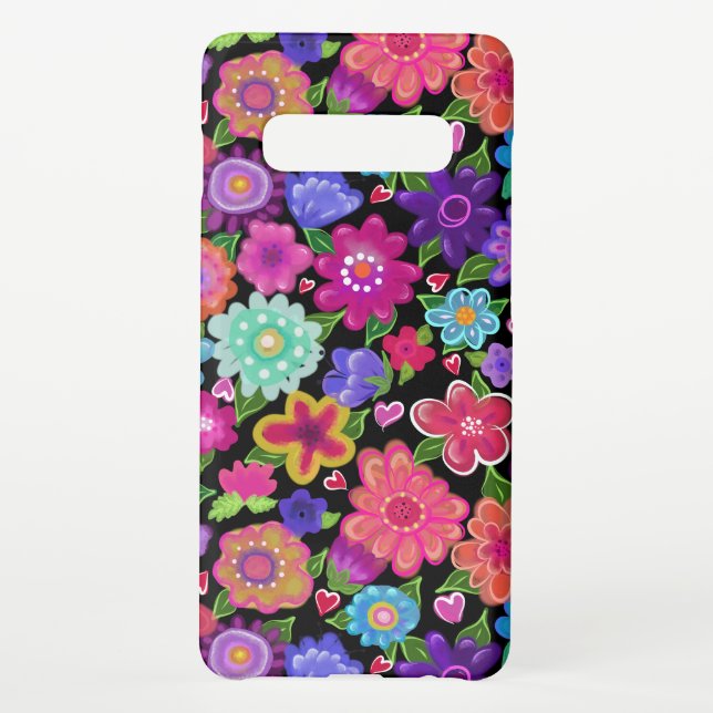 Coque Samsung Galaxy Belles Fleurs de Boho Peint (Dos)