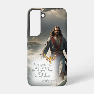 Coque Samsung Galaxy Bible Jésus Tempête Eau Or Colombe Nouveau Testame
