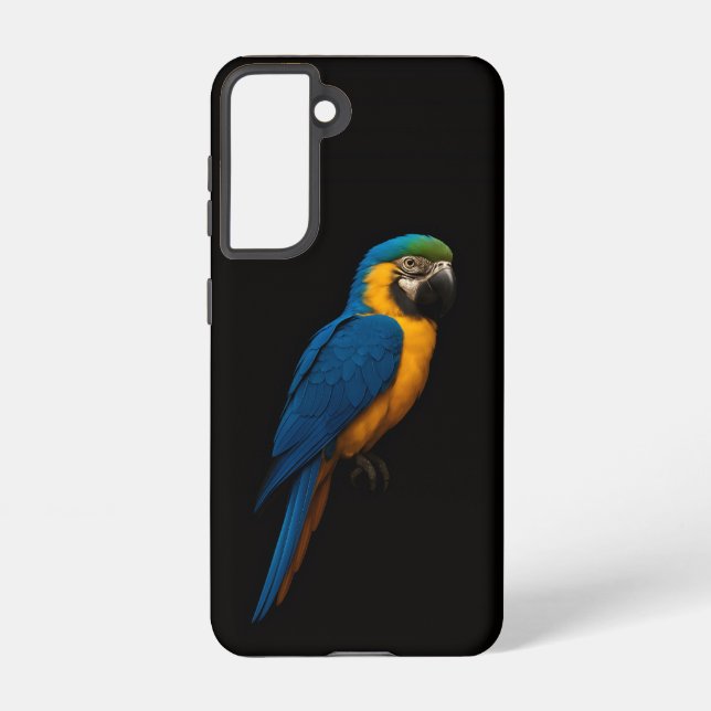Coque Samsung Galaxy Black 4 Luxe  Galaxy S21 Case, Blue Yellow Macaw (Verso)