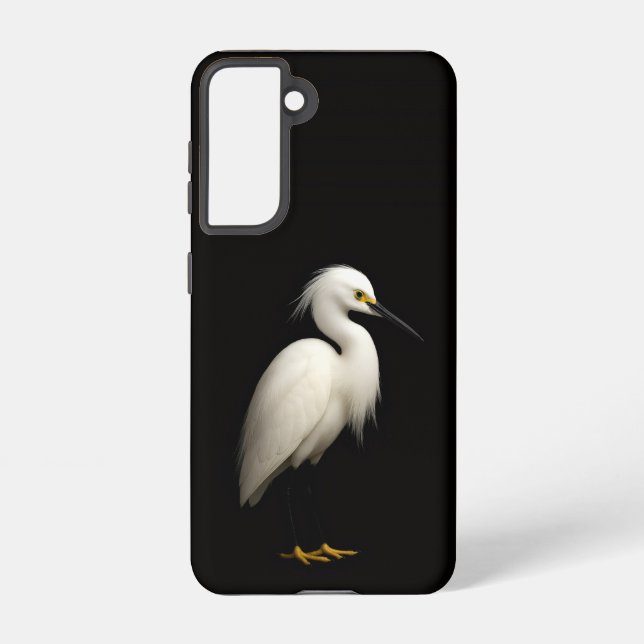 Coque Samsung Galaxy Black 4 Luxe  Galaxy S21 Case, Elegant Snowy Egret (Verso)