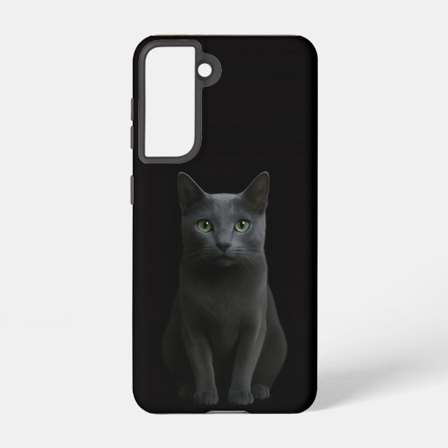 Coque Samsung Galaxy Black 4 Luxe  Galaxy S21 Case, Russian Blue Cat (Verso)
