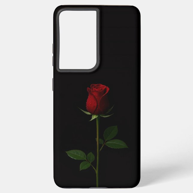 Coque Samsung Galaxy Black 4 Luxe Galaxy S21 Plus, Velvet Red Rose (Verso)