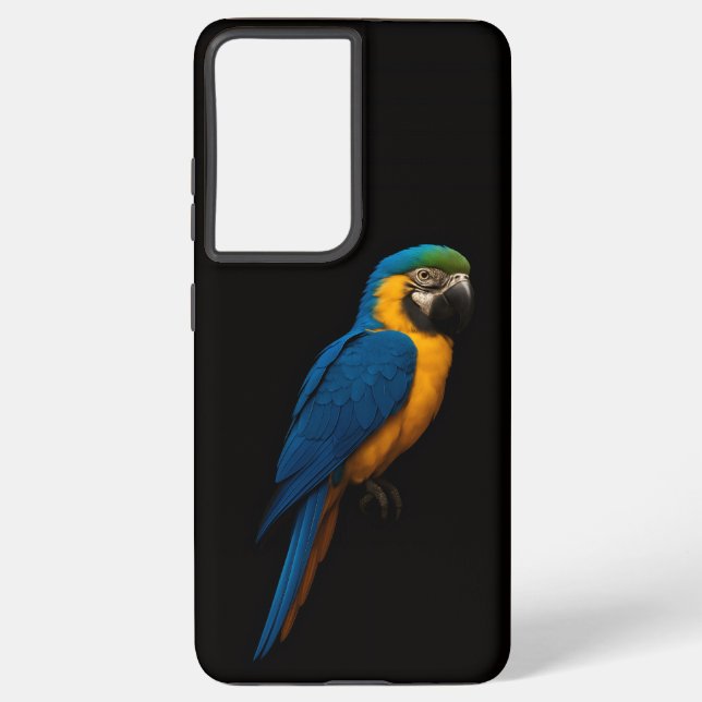 Coque Samsung Galaxy Black 4 Luxe Galaxy S21 Ultra, Blue Yellow Macaw (Verso)