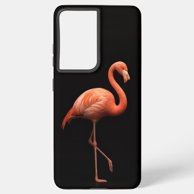 Coque Samsung Galaxy Black 4 Luxe Galaxy S21 Ultra, Flamant rose rose (Verso)