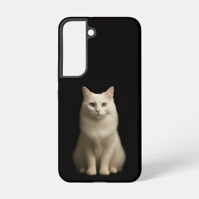 Coque Samsung Galaxy Black 4 Luxe Galaxy S22 Case, Turkish Angora Cat (Verso)