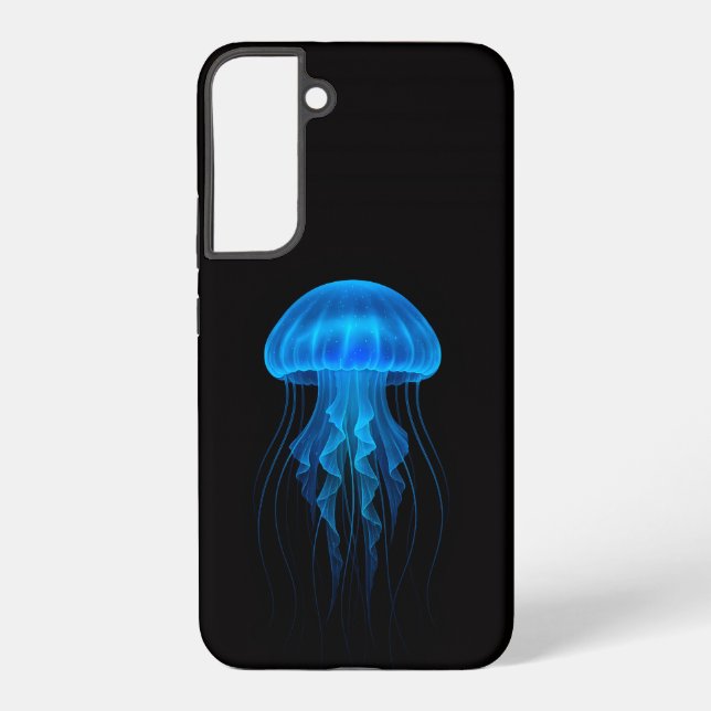 Coque Samsung Galaxy Black 4 Luxe Galaxy S22 Plus, Blue Jellyfish (Verso)