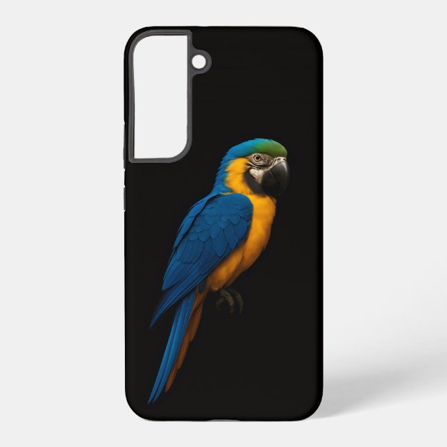 Coque Samsung Galaxy Black 4 Luxe Galaxy S22 Plus, Blue Yellow Macaw (Verso)