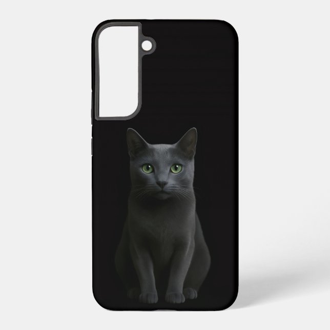 Coque Samsung Galaxy Black 4 Luxe Galaxy S22 Plus, Russian Blue Cat (Verso)