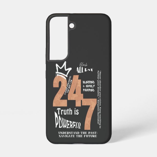 Coque Samsung Galaxy Black All Day 24/7 Slogan Graphic (Verso)