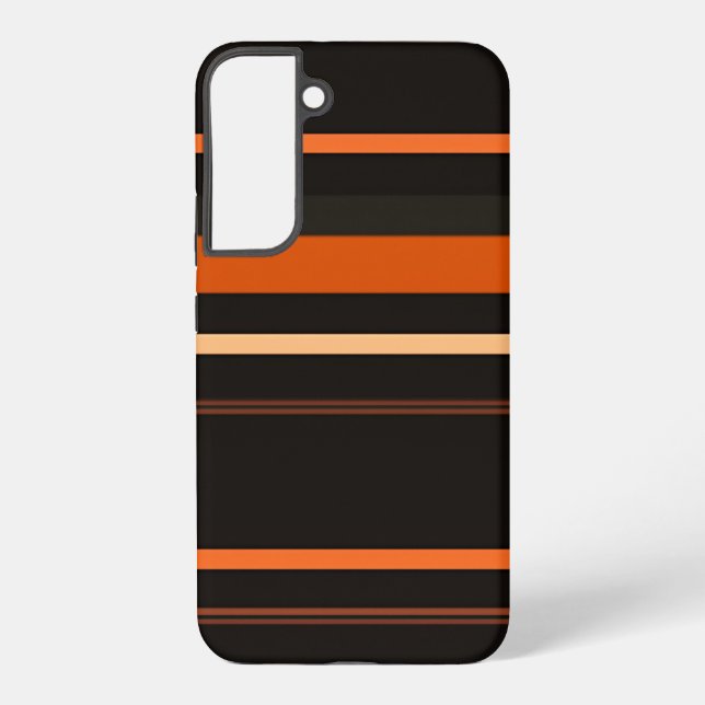 Coque Samsung Galaxy Black and Orange Bold Stripe Pattern (Verso)