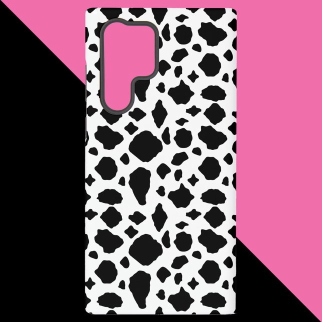 Coque Samsung Galaxy Black and White Cow Print Pattern Spots (A phone case with a bold black and white cow pattern.)