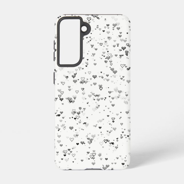 Coque Samsung Galaxy Black & Grey Hearts Phone Case (Verso)