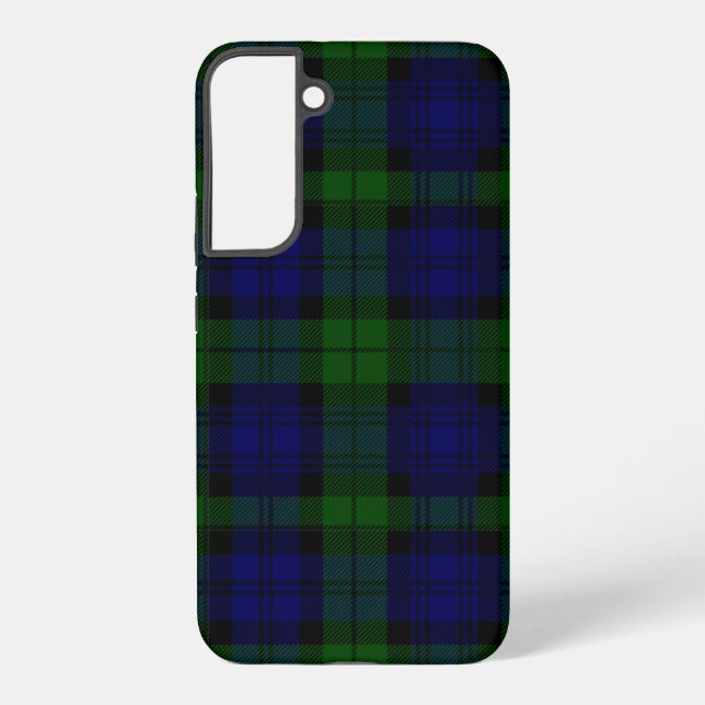 Coque Samsung Galaxy Black Watch Tartan bleu vert Plaid (Verso)