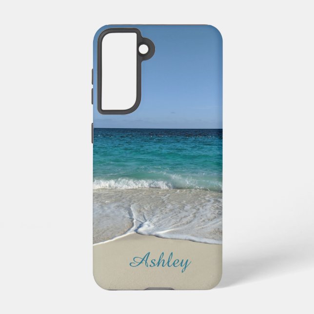 Coque Samsung Galaxy Bleu des vagues de l'océan sur la plage des Caraïb (Verso)